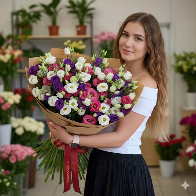 Букет из 15 разноцветных эустом Букет из 15 разноцветных эустом