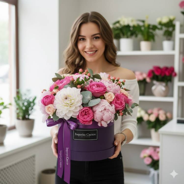 Букет с георгинами "Летнее настроение" Букет с георгинами "Летнее настроение"