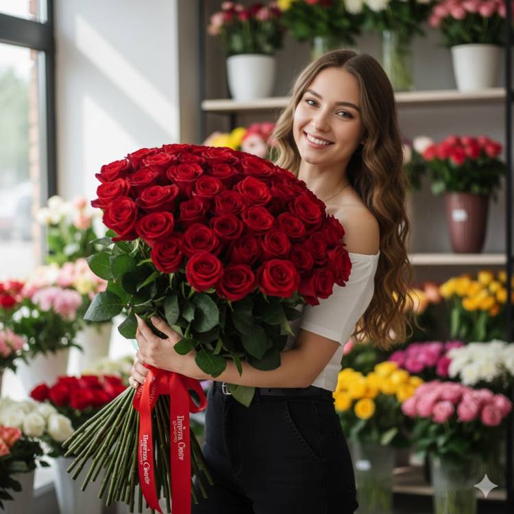 Букет из 15 красных роз 60 см Букет из 15 красных роз 60 см